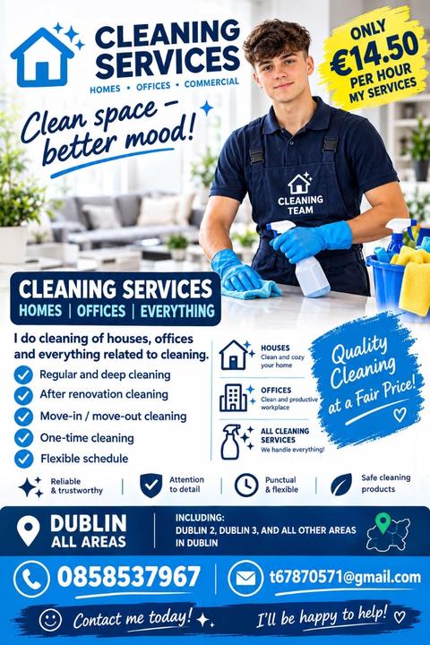 Home & Office Cleaning - All Days (starts-€14.50 Per Hour) in Dublin 2, Dublin